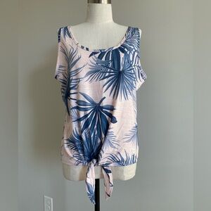 Reel Legends Pink and Blue Tie Front Sleeveless Tank Top
